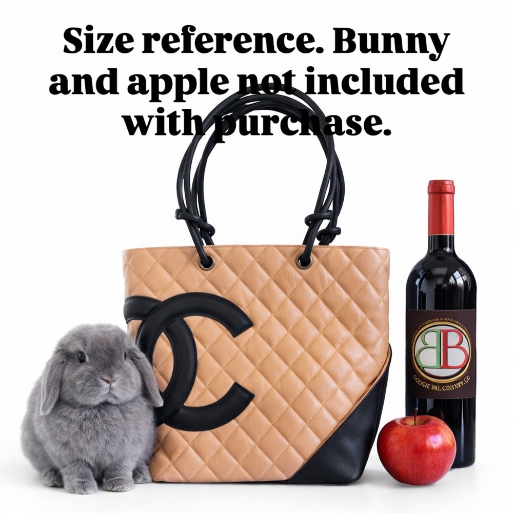 CHANEL Tan Quilted Tote with Black Trim and CC Logo